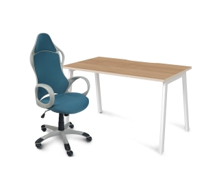 Комбинация стол прямой (дуб медовый/белый) + кресло Trend 